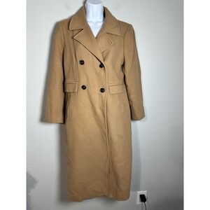 Caroll Paris Camel Wool Blend Double-Breasted Long Coat - French Size 42 (US 10)